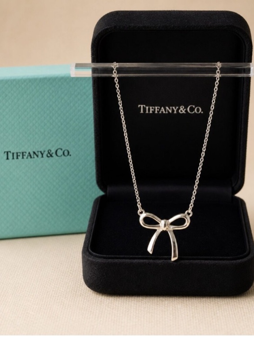 Tiffany & Co. Silver Bow Pendant Necklace